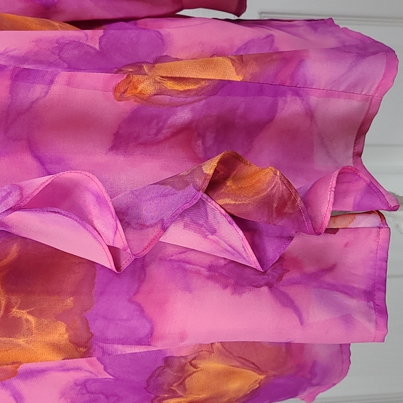 Kathy Che Ruffle Front Vibrant Color Blouse - Picture 6 of 13